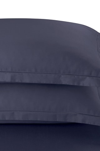 2 fundas de almohada de satén de algodón 80 hilos/cm² Uni 1 Baratta - Azul marino - 50 x 70 cm