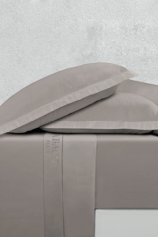 2 fundas de almohada de satén de algodón 80 hilos/cm² Uni 1 Baratta - Topo - 50 x 70 cm