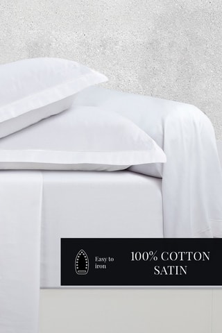 2 fundas de almohada de satén de algodón 80 hilos/cm² Uni 1 Baratta - Blanco - 63 x 63 cm