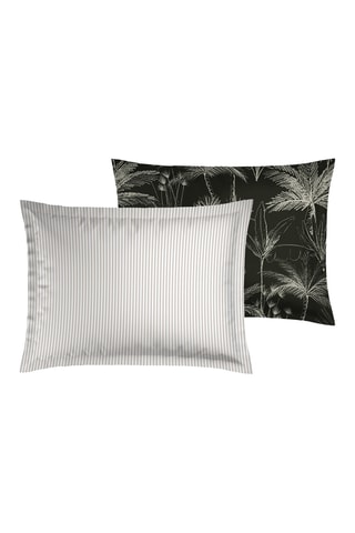 2 federe double face in raso di cotone 80 fili/cm² Lignes élégantes - Taupe - 50 x 70 cm