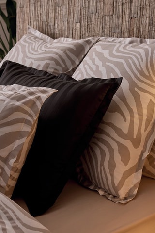 2 federe in raso di cotone 80 fili/cm² Evasion zébrée - Taupe - 50 x 70 cm