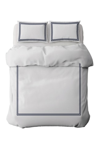 Parure de couette en satin de coton 80 fils/cm² Annecy - Bleu foncé et blanc