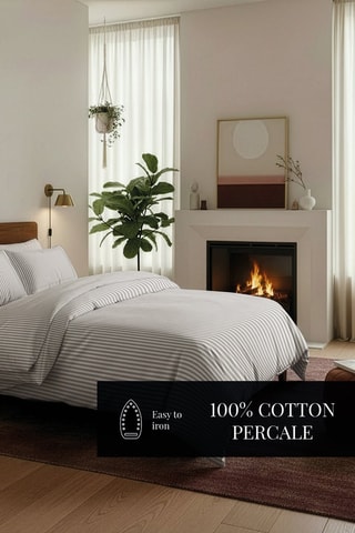 Parure de couette en percale de coton 80 fils/cm² Sorbonne - Taupe