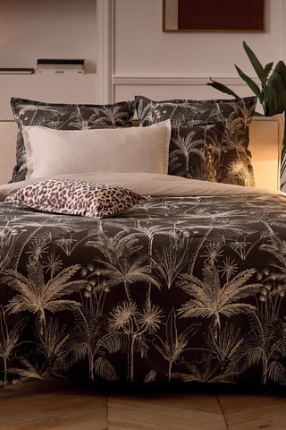 Parure copripiumino in raso di cotone 80 fili/cm² Fauve - Nero e bianco