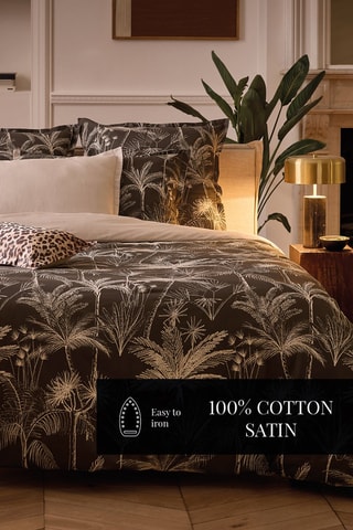 Parure copripiumino in raso di cotone 80 fili/cm² Fauve - Nero e bianco