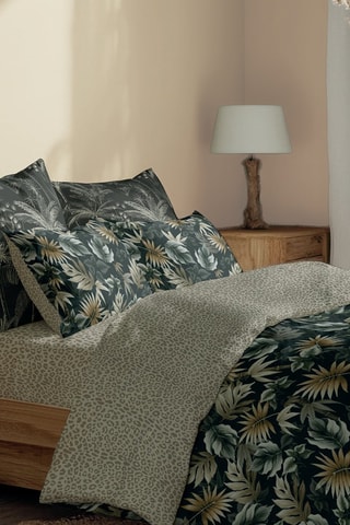 Parure de couette en satin de coton 80 fils/cm² Nuit tropicale - Vert 