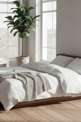 Parure de couette en satin de coton 80 fils/cm2 Symphonie classique - Blanc