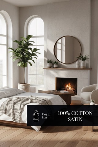 Parure de couette en satin de coton 80 fils/cm2 Symphonie classique - Blanc