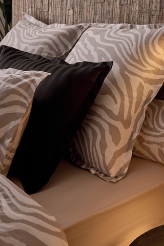 Parure copripiumino in raso di cotone 80 fili/cm² Evasion zébrée - Taupe e bianco