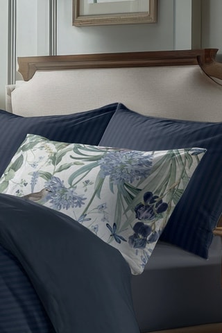 Juego de nórdico de satén de algodón Dobby - Azul oscuro