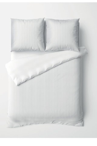 Parure de couette en satin de coton Dobby - Blanc