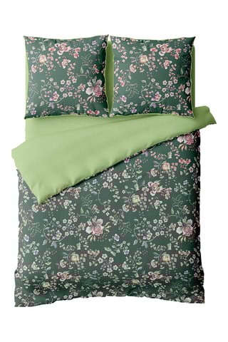 Parure de couette en satin de coton 79 fils/cm² - Vert foncé