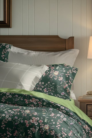 Parure de couette en satin de coton 79 fils/cm² - Vert foncé