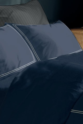 Sábana encimera de satén de algodón 80 hilos/cm² Annecy - Azul marino