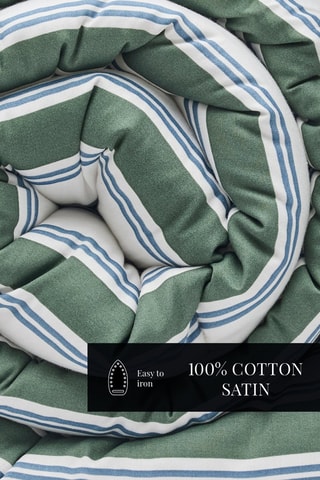 Copriletto in raso di cotone 80 fili/cm² Soline - Verde e navy