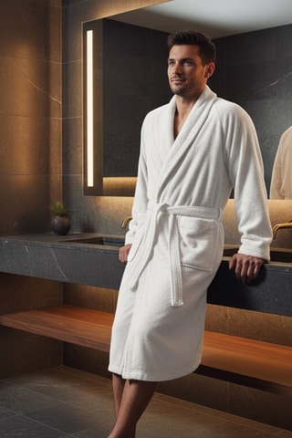 Albornoz de terciopelo Uni - Blanco