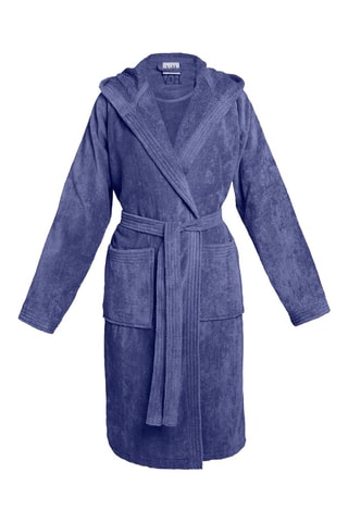 Albornoz de terciopelo con capucha Uni - Azul grisáceo