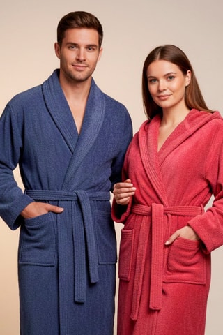 Albornoz de terciopelo Uni - Azul grisáceo