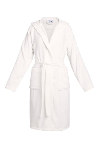 Albornoz de terciopelo con capucha Uni - Blanco