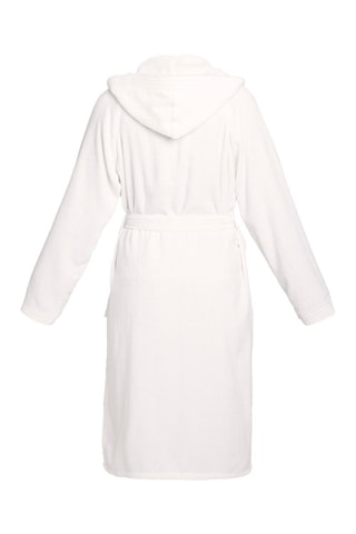 Albornoz de terciopelo con capucha Uni - Blanco
