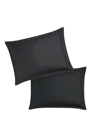 2 federe in raso di cotone - 80 fili/cm² - Nero - 50 x 70 cm