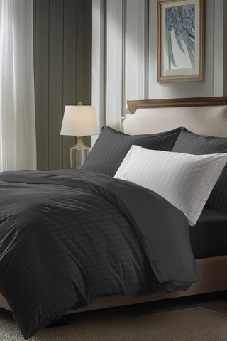 2 federe in raso di cotone - 80 fili/cm² - Nero - 50 x 70 cm