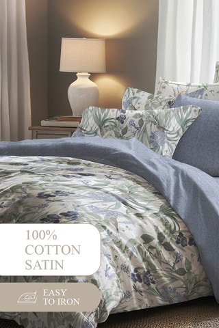 Federa cuscino alla francese in raso di cotone 80 fili/cm² - Azzurro - 43 x 210 cm