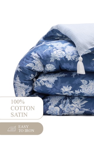 Edredon en satin de coton 80 fils/cm² - Bleu marine - 140 x 200 cm