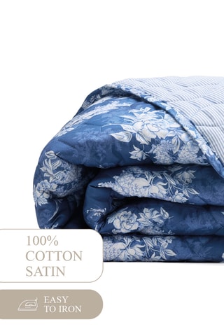 Couvre-lit en satin de coton 80 fils/cm² - Bleu marine - 220 x 250 cm