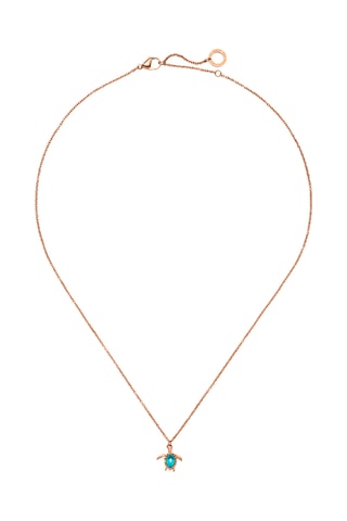 Ketting Turtle - Roségoudkleurig en Turquoise