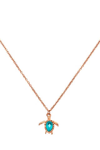 Ketting Turtle - Roségoudkleurig en Turquoise