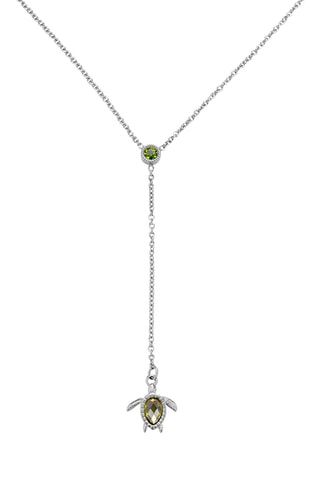 Ketting Turtle - Zilverkleurig en Lichtgroen
