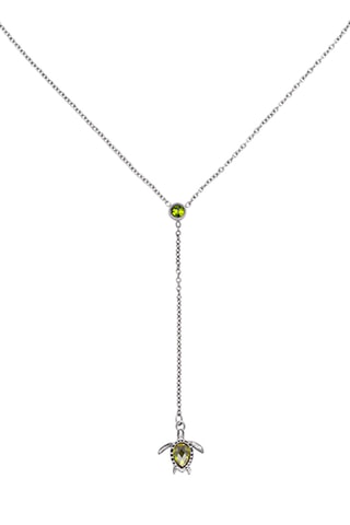 Ketting Turtle - Zilverkleurig en Lichtgroen