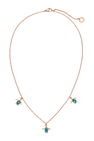 Ketting Turtle - Roségoudkleurig en Turquoise