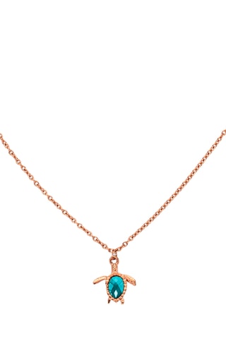 Ketting Turtle - Roségoudkleurig en Turquoise