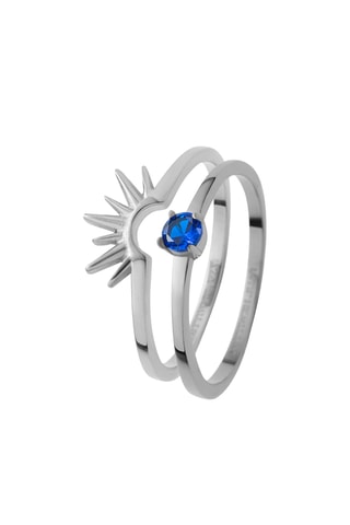 2 Ringen Aurora - Zilverkleurig en Blauw
