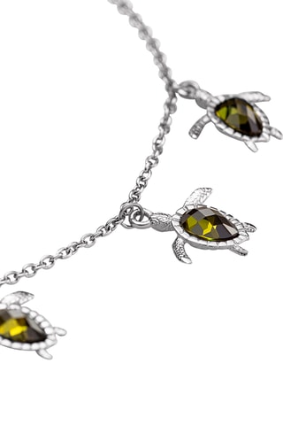 Armband Turtle - Zilverkleurig en Olijfgroen