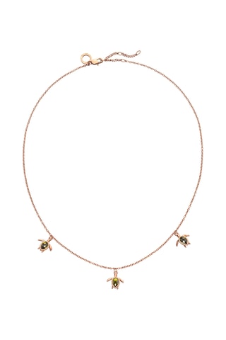 Ketting Turtle - Roségoudkleurig en Kaki
