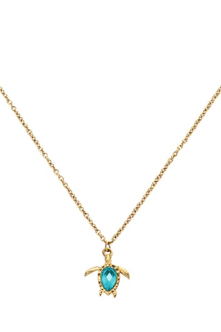 Ketting Turtle - Goudkleurig en Turquoise