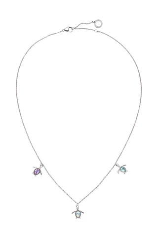 Ketting Turtle Rainbow - Zilverkleurig en Roze