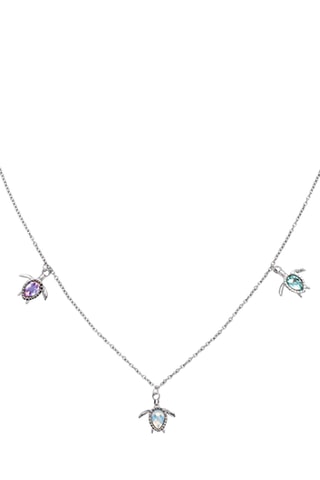 Ketting Turtle Rainbow - Zilverkleurig en Roze