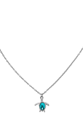 Ketting Turtle - Zilverkleurig en Turquoise