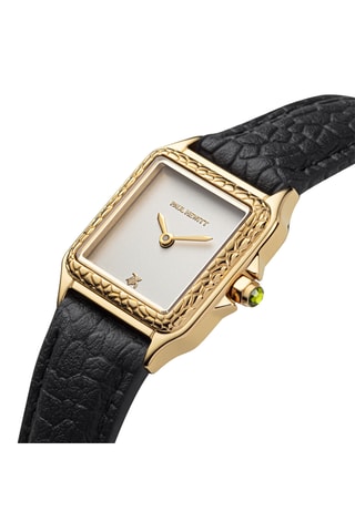 Polyurethaan Quartz Horloge Petite Tortue - Zwart en Goudkleurig