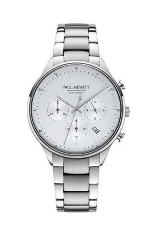 Stalen Quartz Horloge Chrono - Zilverkleurig en Wit