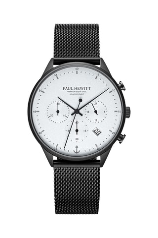 Stalen Quartz Horloge Chrono - Zwart en Wit