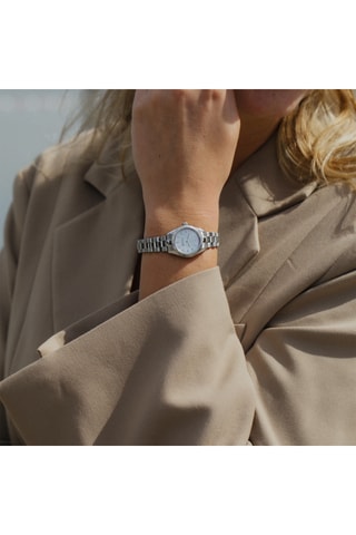 Stalen Quartz Horloge Petit Soleil - Zilverkleurig en Wit