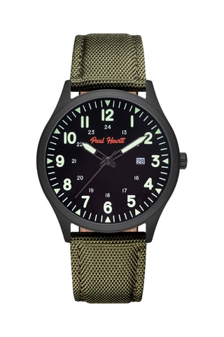 Textiel Quartz Horloge Captain's Field - Zwart en Groen