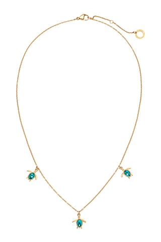 Ketting Turtle - Goudkleurig en Turquoise