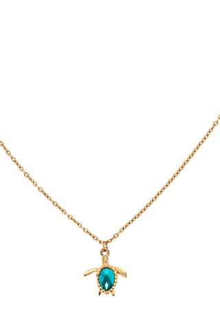 Ketting Turtle - Goudkleurig en Turquoise