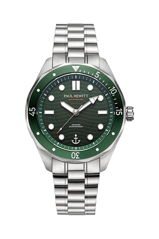 Stalen Quartz Horloge Ocean Diver - Zilverkleurig en Donkergroen